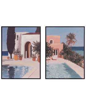 Set de 2 tableaux peinture piscine 30x2x40cm