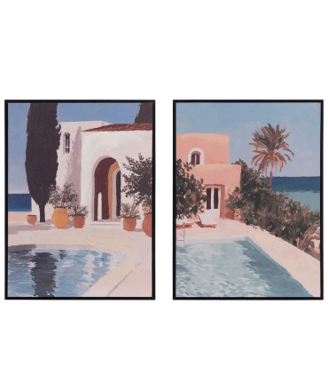 Set de 2 tableaux peinture piscine 30x2x40cm