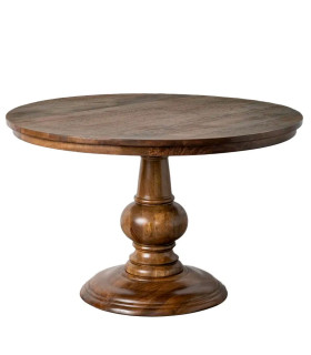Table à manger classique ronde bois de manguier 120x120x77cm