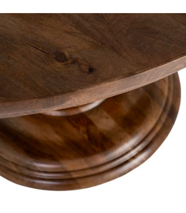 Table à manger classique ronde bois de manguier 120x120x77cm