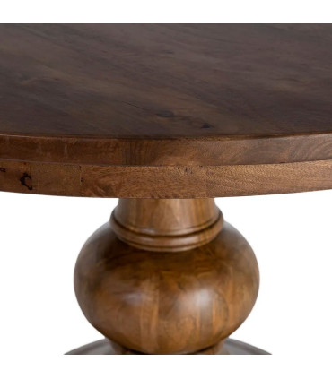 Table à manger classique ronde bois de manguier 120x120x77cm