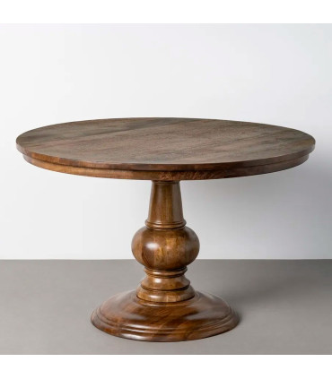 Table à manger classique ronde bois de manguier 120x120x77cm