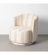 Fauteuil design pivotant en tissu tweed beige 75x74x65cm
