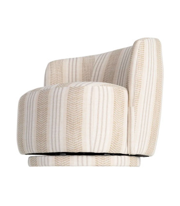 Fauteuil design pivotant en tissu tweed beige 75x74x65cm