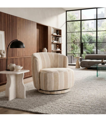 Beige rotating armchair 75x74x65cm