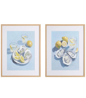 Set de 2 tableaux peinture huitres 60x3.5x80cm