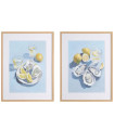 Set de 2 tableaux peints à la main huitres 60x3.5x80cm