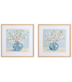 Set de 2 tableaux peints à la main fleurs 60x3x60cm