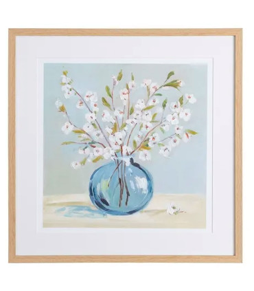 Set de 2 tableaux peints à la main fleurs 60x3x60cm