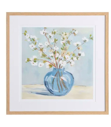 Set de 2 tableaux peints à la main fleurs 60x3x60cm