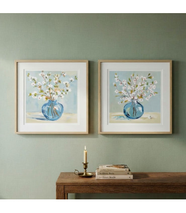 Set of 2 paintings flowers 60x3x60cm