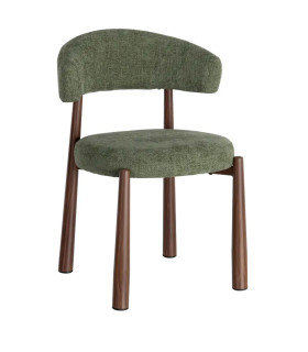 Chaise design tissu vert et métal effet bois 56x54x81cm