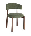 Chair design green tissue and wood effect metal 56x54x81cm