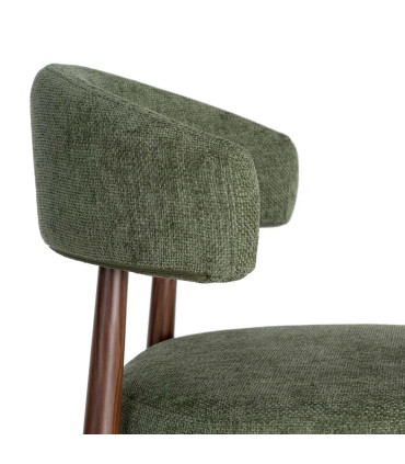 Chair design green tissue and wood effect metal 56x54x81cm