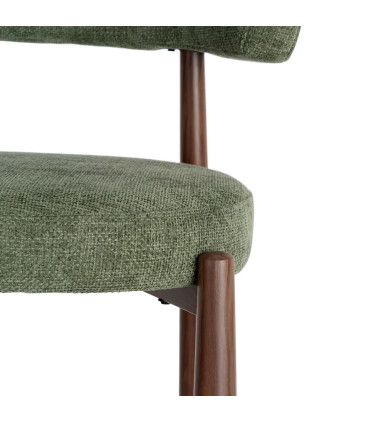 Chaise design tissu vert et métal effet bois 56x54x81cm