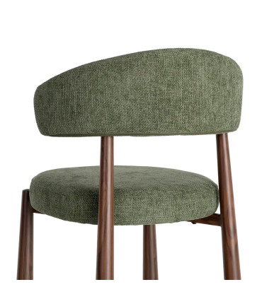 Chair design green tissue and wood effect metal 56x54x81cm