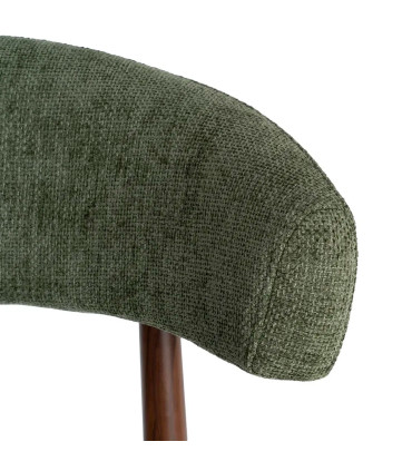 Chair design green tissue and wood effect metal 56x54x81cm