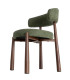Chaise design tissu vert et métal effet bois 56x54x81cm