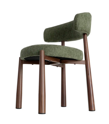 Chaise design tissu vert et métal effet bois 56x54x81cm