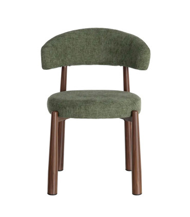 Chaise design tissu vert et métal effet bois 56x54x81cm