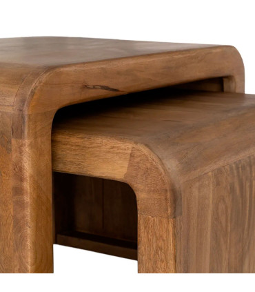 Set of 2 Tables mango wood 120x55x40cm