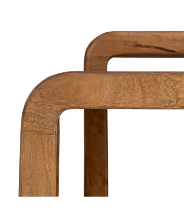 Set de 2 tables basses design en bois de manguier 120x55x40cm