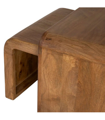 Set de 2 tables basses design en bois de manguier 120x55x40cm