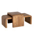 Set de 2 tables basses design en bois de manguier 120x55x40cm