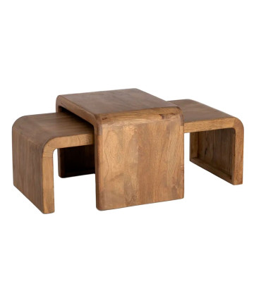 Set of 2 Tables mango wood 120x55x40cm