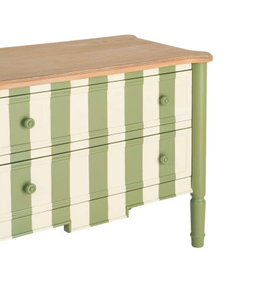 Petite Commode classique 2 tiroirs bois beige et vert 80x45x60cm