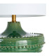 Lampe à poser en céramique verte et abat-jour lin blanc 38x38x65cm