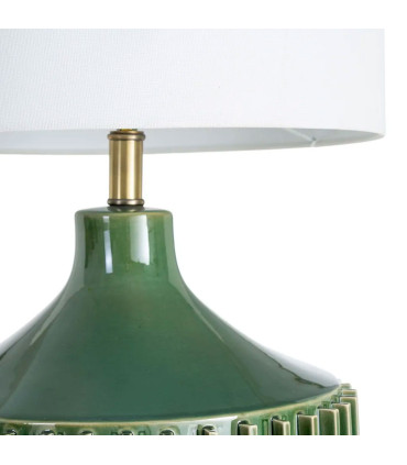 Table Lamp green ceramic and white lampshade 35.5x35.5x68cm