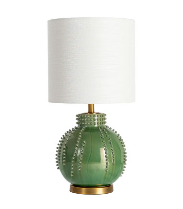 Table Lamp green ceramic and white lampshade 35x35x69cm