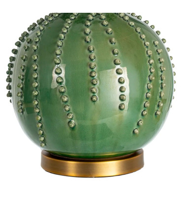 Table Lamp green ceramic and white lampshade 35x35x69cm