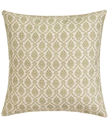 Coussin classique carré vert et beige 45x45cm
