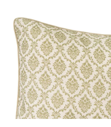 Coussin classique carré vert et beige 45x45cm