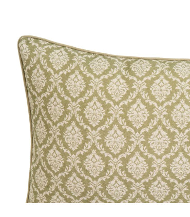 Coussin classique rectangulaire vert et beige 50x30cm