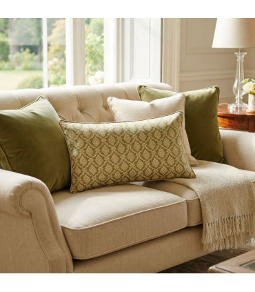 Coussin classique rectangulaire vert et beige 50x30cm