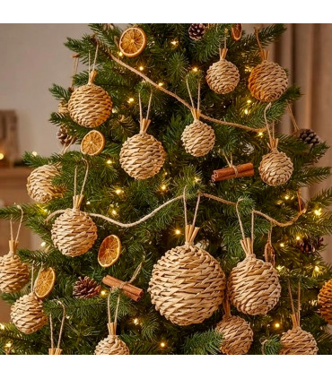 Christmas Ball straw 7.5x7.5x10cm