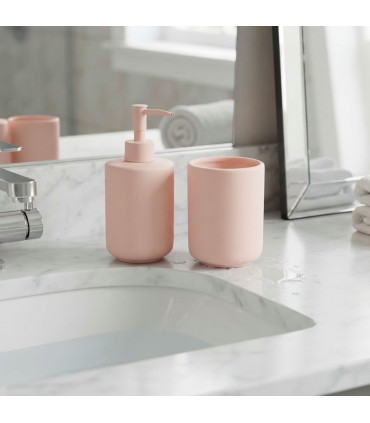 Toothbrush holder pink dolomite 7x7x10cm