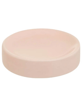 Porte savon rond en dolomite rose pastel 10x10x2.5cm
