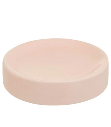 Round pastel pink dolomite soap dish – 10 × 10 × 2.5 cm