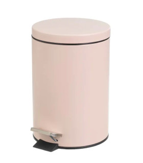 Poubelle de salle de bain en métal rose pastel 3L