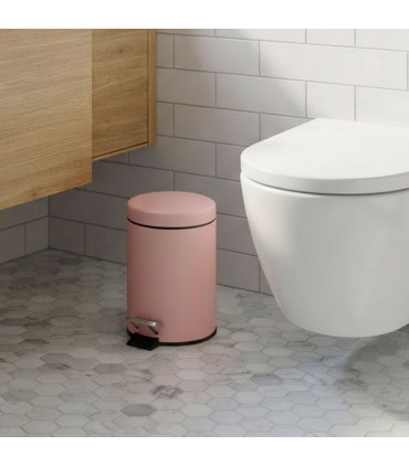 Poubelle de salle de bain en métal rose pastel 3L