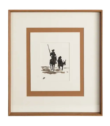 Set de 2 tableaux peints à la main don quichotte 44x50cm