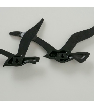 Décoration murale 3 mouettes en aluminium noir 36x14x2cm