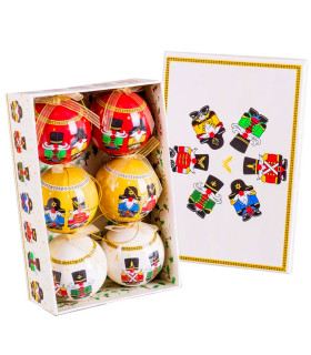 Coffret de 6 boules de Noël rétro 7.5cm