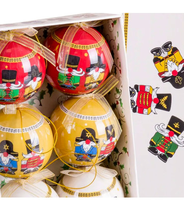 Coffret de 6 boules de Noël rétro 7.5cm
