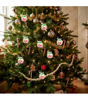 Set of 6 Christmas Balls retro - 7.5cm