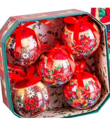Set of 5 Christmas Balls retro - 7.5cm